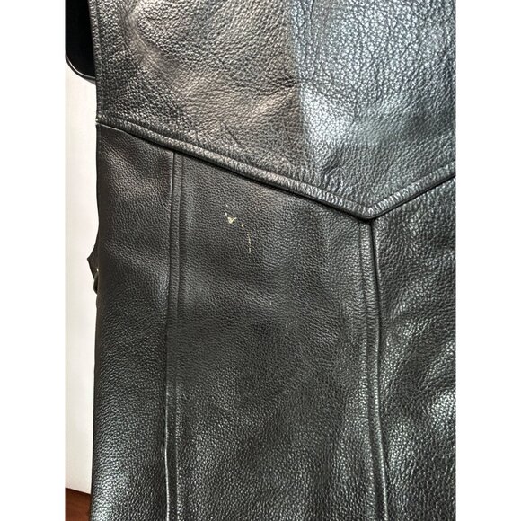 CLASSIC LEATHER Black Vest Men 46/XL-XXL Button VNeck Side Laces Western Cowboy - Picture 8 of 12
